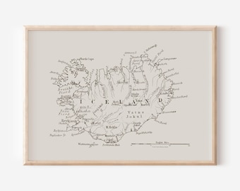MAP OF ICELAND, Professional Quality, Iceland Poster, Travel Decor, Historical Office Wall Art