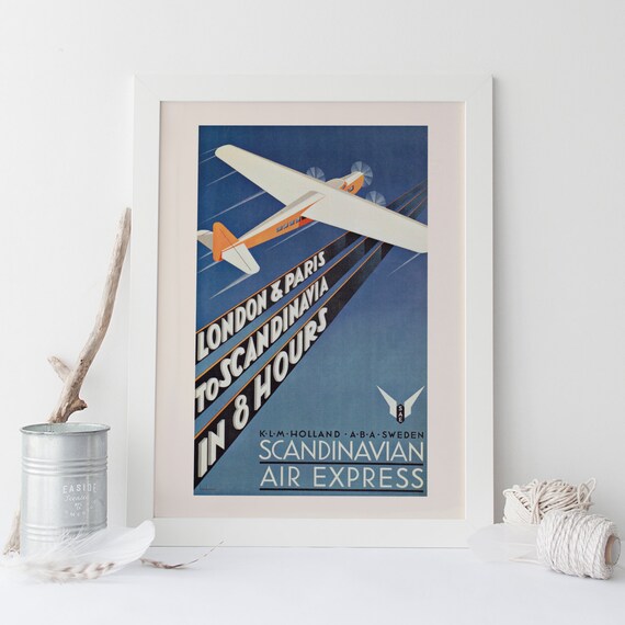 Vintage Art Deco Giclee Poster Print SCANDINAVIAN AIR EXPRESS Etsy