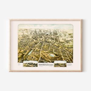 NEUE BRITAIN KARTE, Antike New Britain Conn. Karte, Antike Karte Druck, Historische Kunst, Wohnzimmer Dekor, Vogelaugen Ansicht Karte