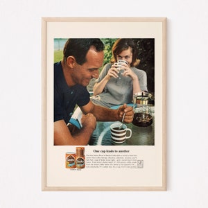 VINTAGE COFFEE ART, Classic Coffee Ad, Mid-Century Poster Retro Kitchen Ad Retro Office Wall Art Coffee Machine Poster Coffee Lounge Art