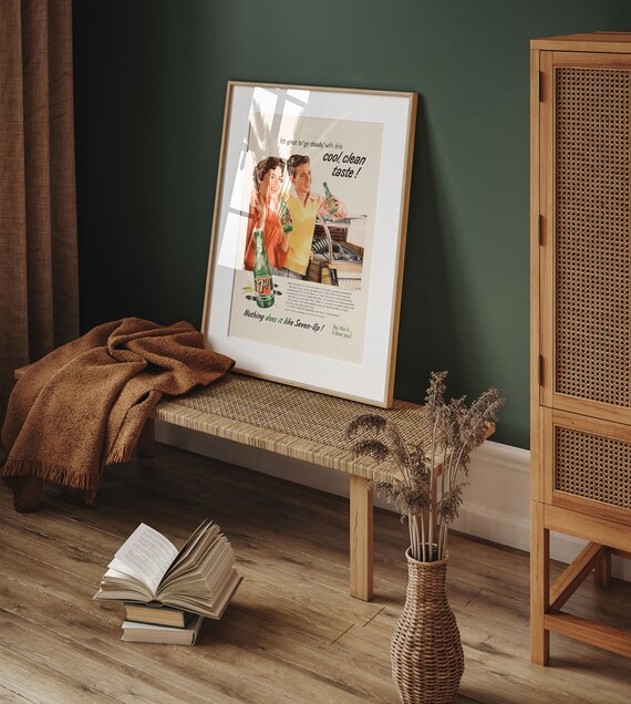 VINTAGE SODA DRINK Ad, Mid-century Ad, Vintage Kitchen Poster