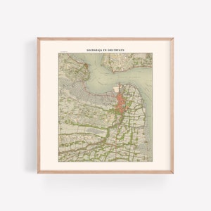 SURABAYA VINTAGE KARTE, Retro Karte von Indonesien, Niederländische Antillen, Antike Karte von Surabaya, Exploration Decor, quadratisches Poster, Reproduktion