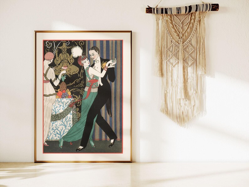 VINTAGE DANCING POSTER, Romantic Poster, Vintage French Fashion Illustration, Ballroom Dancing, Classy Dancing Art, Feminine Decor image 3