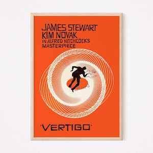 VERTIGO MOVIE POSTER, Alfred Hitchcock Poster, Vintage Vertigo Poster, Cult Movie Poster, Classic Movie Art image 1
