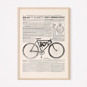 CLASSIC BICYCLE ART, Vintage Bicycle Ad, 1902 Kenwood Bike Ad, Antique Bike Poster, Quality Reproduction Ikea Ribba Size Giclee Print