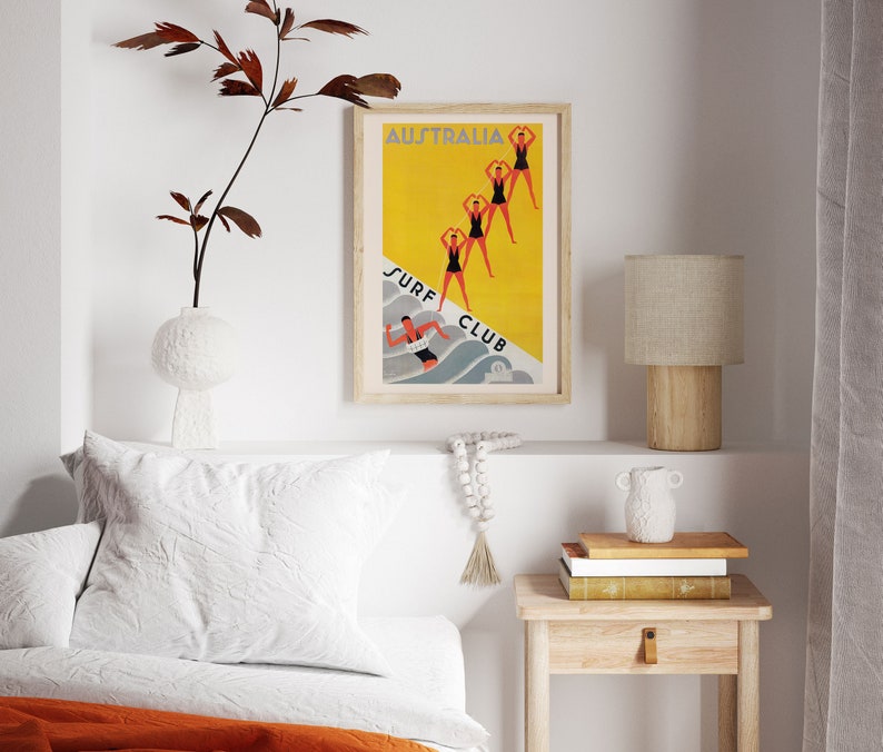 Australia Travel Poster Travel Print Art Deco Poster Art Deco Print Surf Poster Giclee Poster Print High Quality Frame-Ready Ikea Ribba Size image 4