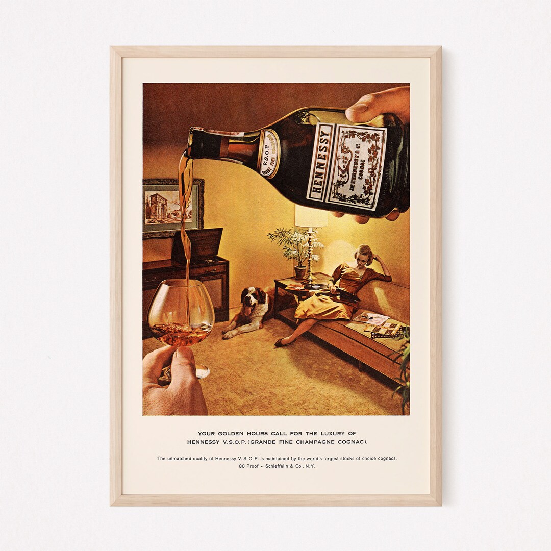 VINTAGE COGNAC AD, Retro Barware Wall Art, Bar Poster, Retro Ad, Mid Century Wall Art, Retro