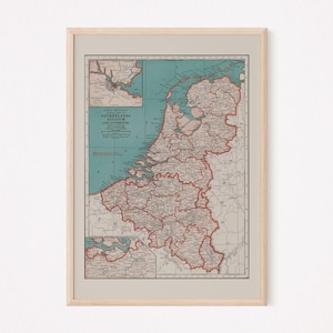 VINTAGE NETHERLANDS MAP, Vintage Map of the Netherlands Wall Art, Vintage Map Reproduction, Fine Art Map