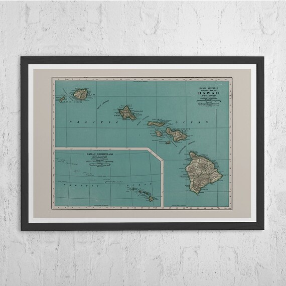 HAWAII MAP PRINT Vintage Map of Hawaii Hawaii Islands Map | Etsy