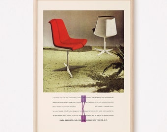 アート・デザイン・音楽 THE AMERICAN VINTAGE FURNITURE Atomic Cat Lounge Canvas Art, Mid Century Modern Wall Art