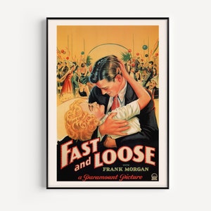 RETRO MOVIE POSTER, Fast and Loose Movie, High Quality Reproduction, Kitsch Retro Art, 1920s, Exploitation Film Movie Poster