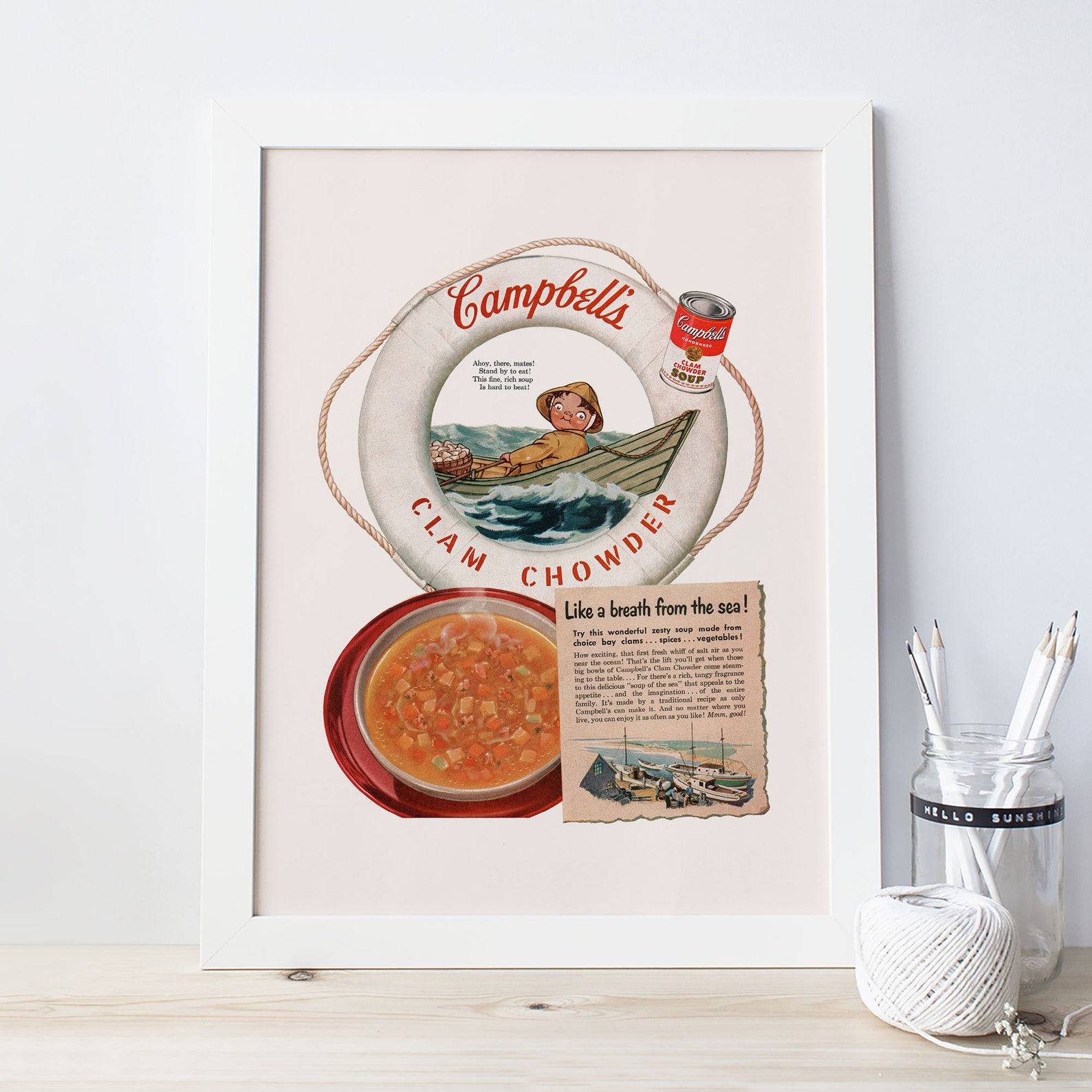 CLAM CHOWDER AD Vintage Ad Print 1950s Easy Meal Prep Etsy
