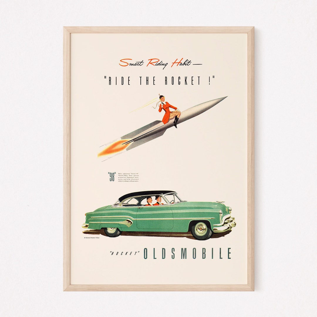 VINTAGE CAR POSTER, Retro Car Ad, Mid-century Ad Garage Art
