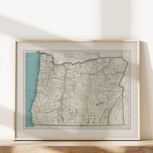 OREGON MAP PRINT, Vintage Map of Oregon, Antique Map Print, Historical Wall Art, Old Map of Oregon State image 4