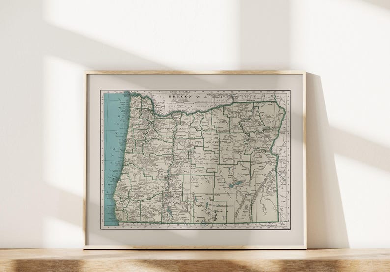 OREGON MAP PRINT, Vintage Map of Oregon, Antique Map Print, Historical Wall Art, Old Map of Oregon State image 4