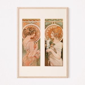 ALFONS MUCHA PRINT, Primrose and Feather, Art Nouveau, Belle Epoque Poster, French Art, 1899, Mucha Poster, Art Nouveau Decor