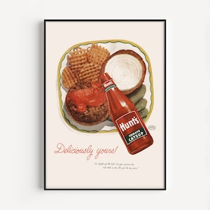 VINTAGE KETCHUP Ad, Vintage Catsup Poster, Hamburger Poster, BBQ Print, High Quality Reproduction, Vintage Poster, Retro Bar Wall Art