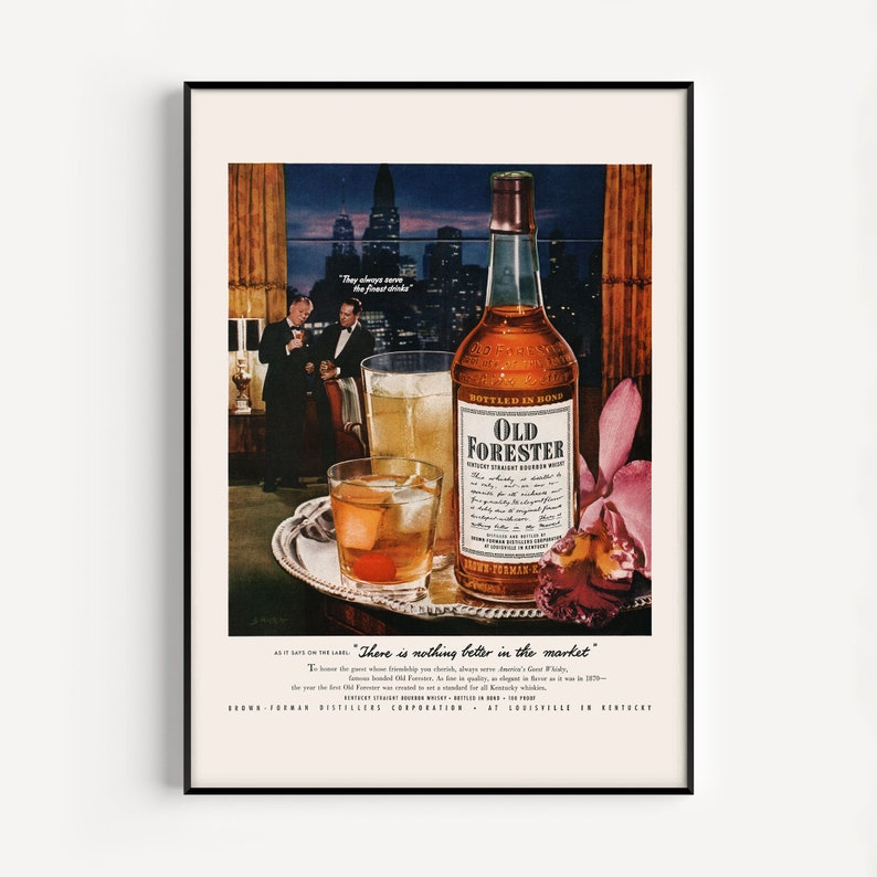 VINTAGE BOURBON POSTER Vintage Whiskey Ad Mad Men Era - Etsy