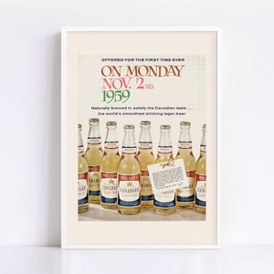 VINTAGE BEER AD, Canadian Beer Ad, Retro Mid-Century Ad, High Quality Reproduction, 1950s Retro Ad