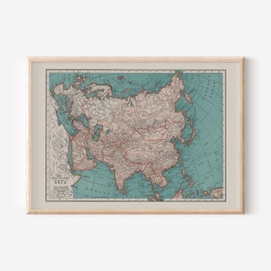 VINTAGE ASIA MAP, Vintage Map of Asia, Old Map Print, Vintage Wall Art, Antique Map, Historical Wall Art, Asian Room Decor, Educational