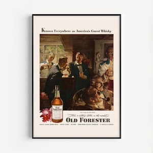AMERICA&#39;S GREAT WHISKY Ad, Vintage Whiskey Ad, Bourbon Whiskey Ad, Retro Print, Nostalgic, 1950s, Classy Bar Decor