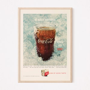 VINTAGE ICED COLA Ad, Retro Mid-Century Ad, Vintage Soda-Pop Poster 1950s Retro Ad Kitsch Poster Retro Home Decor