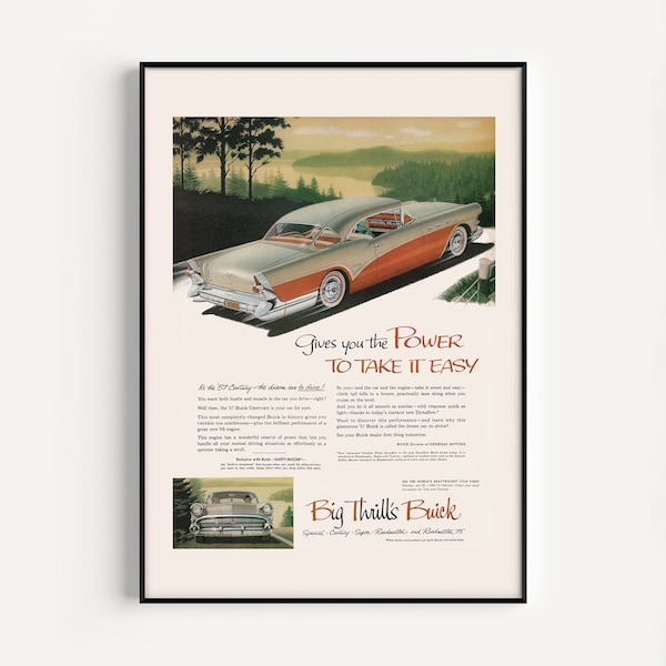 VINTAGE 1957 POWERFUL CAR Ad, Vintage American Car Poster, High Quality Reproduction, Vintage Poster, Retro Wall Art