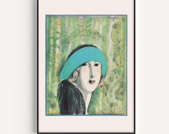 FASHION ART PRINT, Vintage Art Deco Illustration, Hat Fashion, Marth Collot, 1925, Feminine Decor, Luxury Fashion Print, Luxurious Fashion