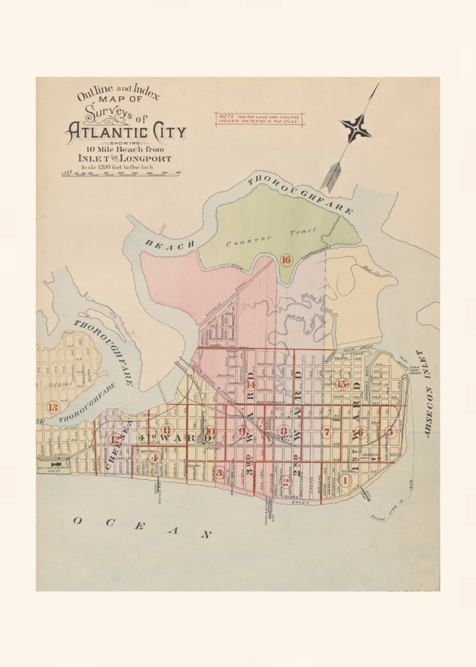 ATLANTIC CITY MAP Retro Map - Etsy