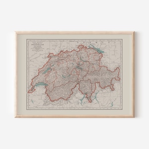 SCHWEIZ KARTE, Vintage Karte der Schweiz, Antike Karte Druck, Historische Wandkunst, Schweiz Poster, Schweizer Karte Druck