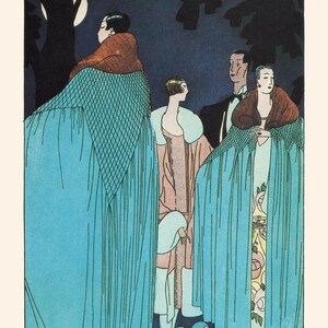 FANCY PARTY POSTER, Art Deco Print, Vintage Fashion Illustration, Jean Patou, 1926, Night Fashion, High Class Fashion, Feminine Decor image 7
