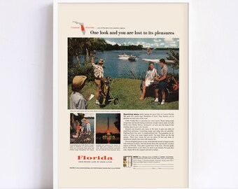 FLORIDA TRAVEL POSTER - Retro Florida Poster - Professional Reproduction, Vintage Advertisement, Retro Ad
