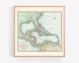 ANTIQUE Map of the WEST INDIES Antique Wall Art, Caribbean Map 1799, West Indies Travel Print Map Antique Travel Art Poster Vintage Map