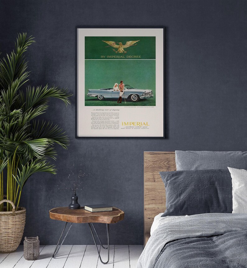 POSH CAR AD, Retro Car Poster, Green Poster, Golf Poster, Classic car Ad, Old Car Wall Art, Man Cave Wall Art, Garage Wall Art image 4
