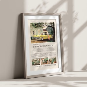 RETRO CAR POSTER, Vintage Yellow Car Poster, Retro Car Ad, Hot Wheels Poster, Classic Car Ad, Old Car Poster, Retro Car Poster, Automobile image 3