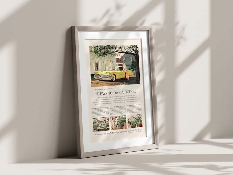 RETRO CAR POSTER, Vintage Yellow Car Poster, Retro Car Ad, Hot Wheels Poster, Classic Car Ad, Old Car Poster, Retro Car Poster, Automobile image 3