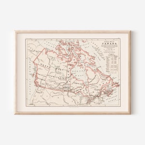 VINTAGE CANADA MAP, Historical Map, Office Wall Art, Map of Canada, Professional Reproduction
