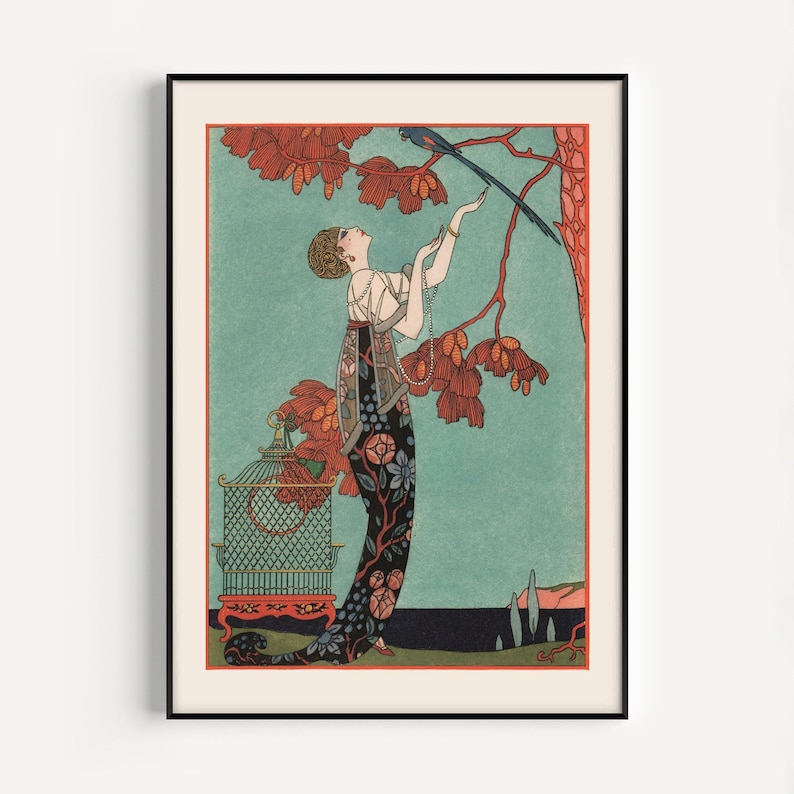 FRANZÖSISCHE MODE POSTER, Art Deco Druck, Antike Mode, Fashion Print, Vintage Wandkunst, professionelle Reproduktion, feminines Dekor Bild 1