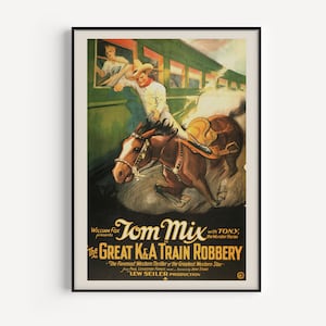 CLASSIC MOVIE POSTER, Tom Mix Movie Poster, Classic Western Movie Poster, Old Cowboy Art, Home Decor Wall Art