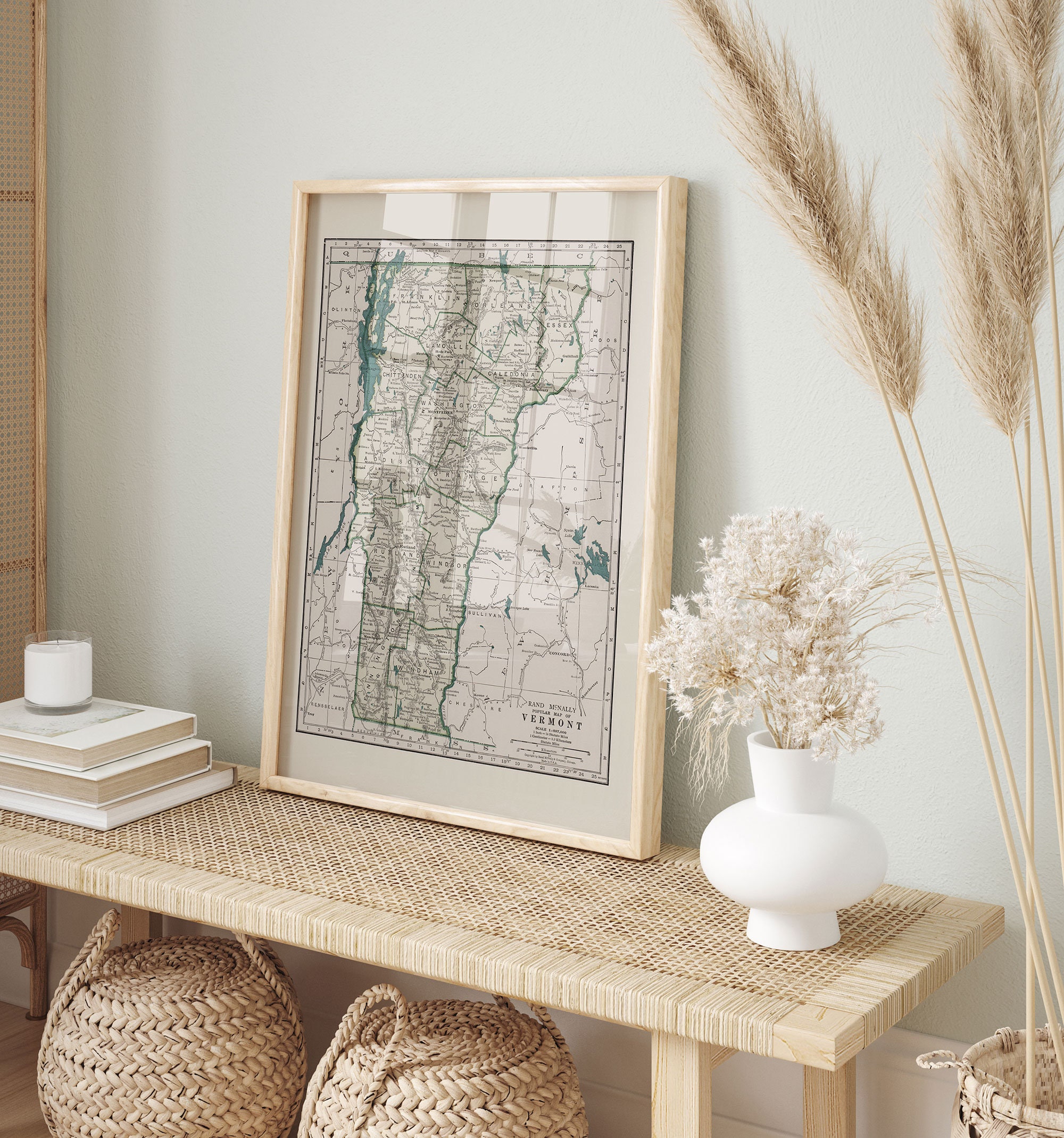 VINTAGE VERMONT MAP Professional Reproduction Vermont Wall - Etsy