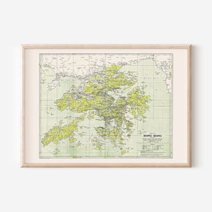 HONG KONG MAP, Hong Kong Poster Art, Historical Hong Kong Map, Antique Map Wall Art, Professional Reproduction