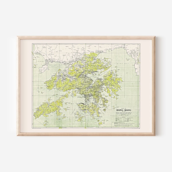 HONG KONG MAP, Hong Kong Poster Art, Historical Hong Kong Map, Antique Map Wall Art, Professional Reproduction