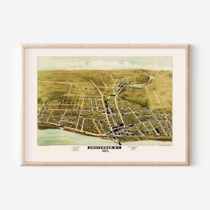 AMSTERDAM KARTE DRUCKEN, Antike Karte von Amsterdam N.Y., Antike Karte Drucken, Historische Kunst, Wohnzimmer Dekor, Vogelperspektive Karte