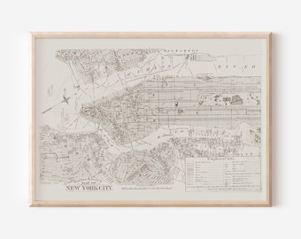 VINTAGE NYC MAP, Vintage Map of Brooklyn and Manhattan, Manhattan Map, 1900s