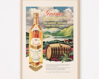 VINTAGE SCOTCH AD, Vintage Bar Poster 1950s Retro Kitsch, Scotch Whisky Ad Bar Decor Bar Wall Art, Cocktail Party Liquor