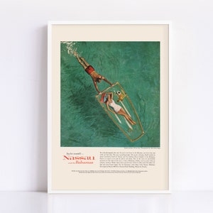 BAHAMAS TRAVEL POSTER, Retro Nassau Reiseanzeige, Urlaubsplakat, professionelle Reproduktion, Vintage Werbung, Retro Anzeige