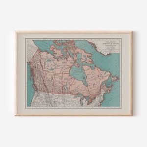 CARTE VINTAGE du CANADA, art mural carte vintage Canada, reproduction de carte vintage, art mural Canada