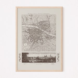 Carte de l'Italie de Florence, impression de carte de l'Italie vintage, carte rétro de Florence, reproduction professionnelle, carte italienne antique, années 1910, carte de Florence
