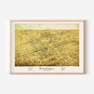 FOSTORIA KARTE DRUCK, Antike Fostoria O.H. Karte, Antike Wandkunst, frühe amerikanische Kunst, historische Karte, Wohnkultur