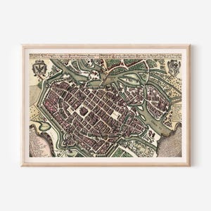 ANTIQUE WROCLAW MAP, Map of Wroclaw Poland, Historical Poland Map, Antique Map Wall Art